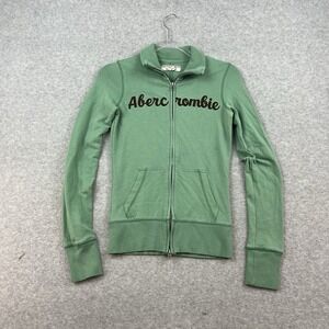 Y2K Abercrombie Fitch Green Women's M Track Jacket Brown Logo Spell‎ out Vintage